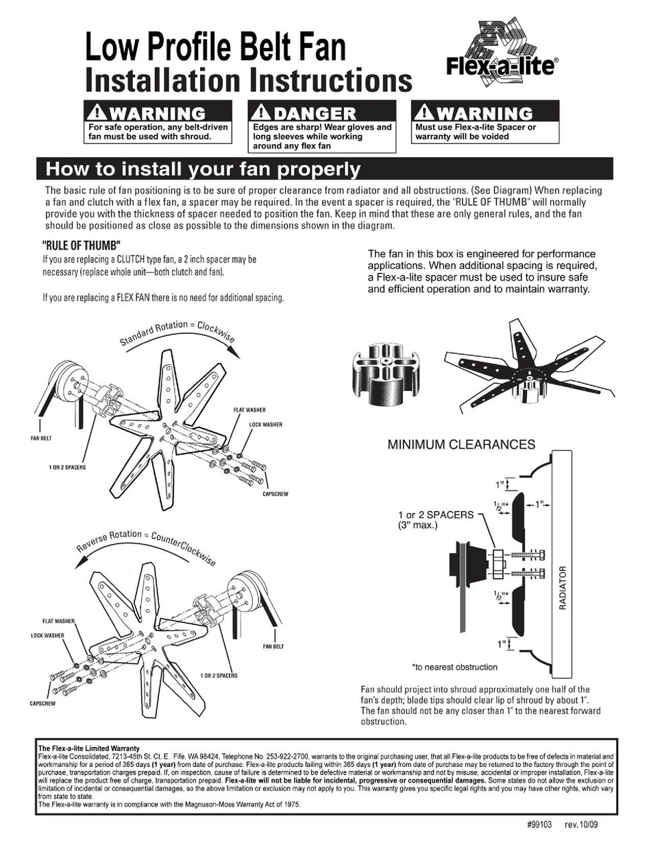 FLEXALITE LOW PROFILE BELT FAN INSTALLATION INSTRUCTIONS Pdf Download