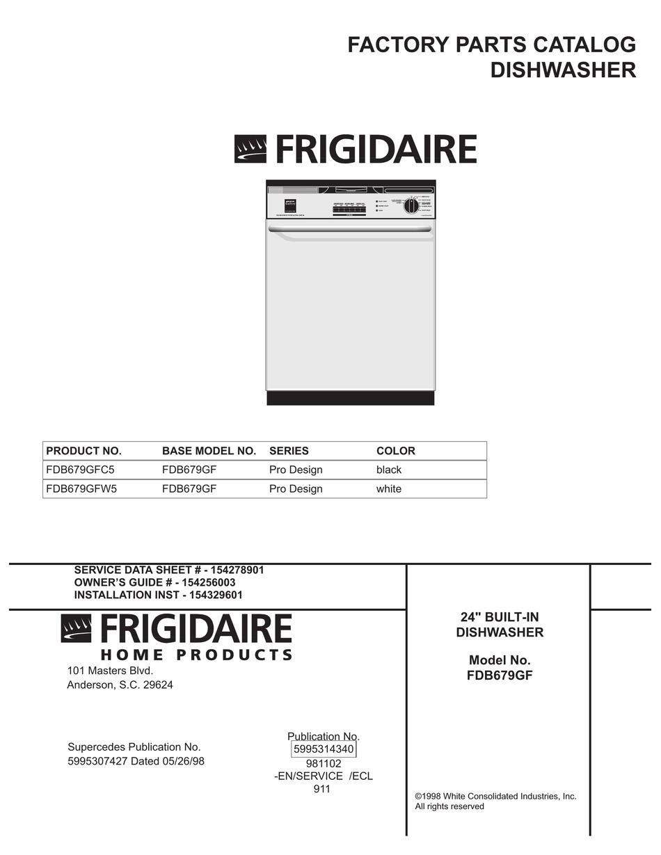 FRIGIDAIRE FDB679GF FACTORY PARTS CATALOG Pdf Download | ManualsLib