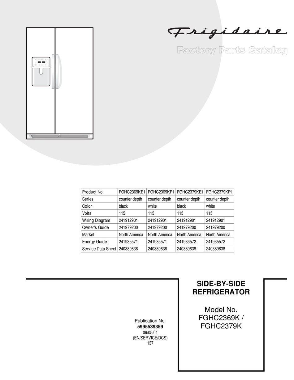 frigidaire gallery refrigerator manual pdf