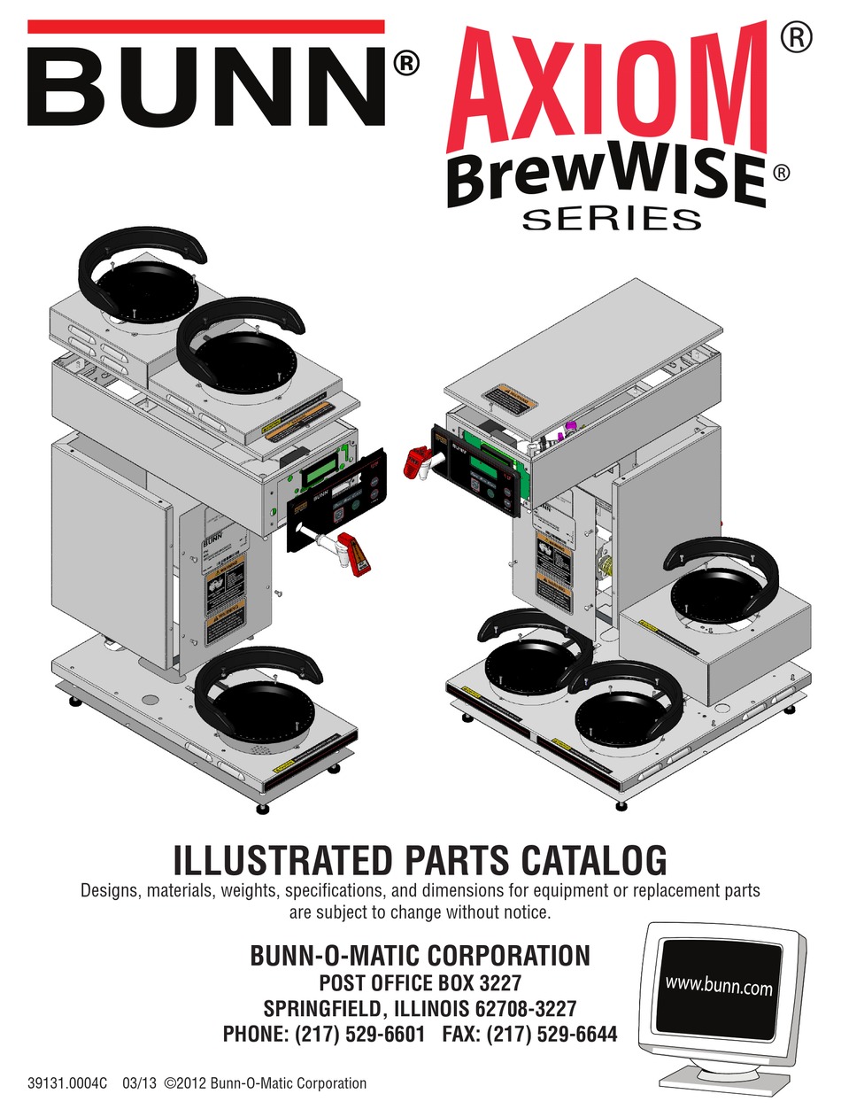 BUNN AXIOM BREWWISE SERIES ILLUSTRATED PARTS CATALOG Pdf Download