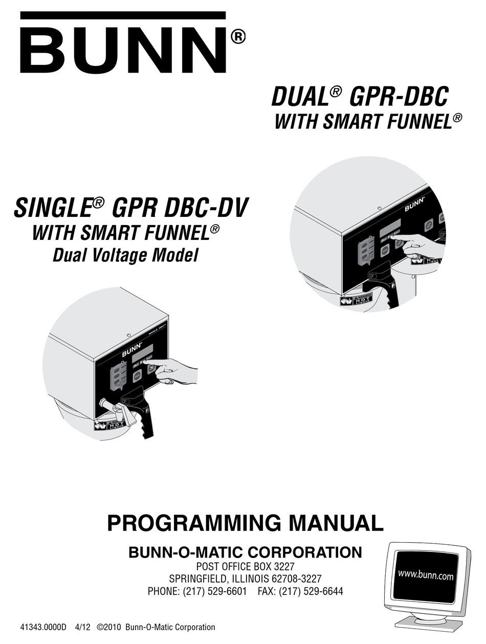 BUNN DUAL GPR-DBC PROGRAMMING MANUAL Pdf Download | ManualsLib