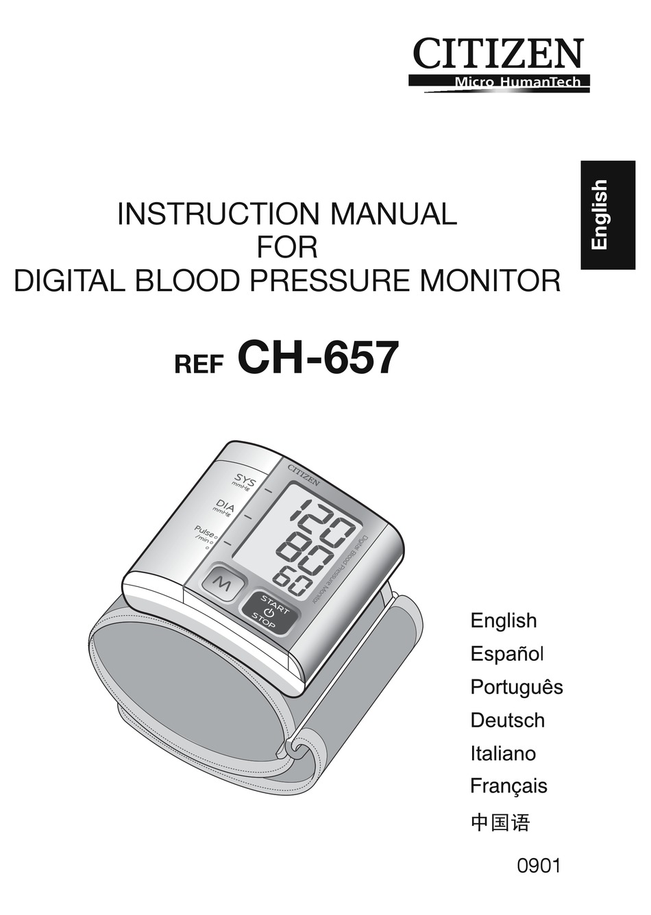 citizen digital blood pressure monitor manual