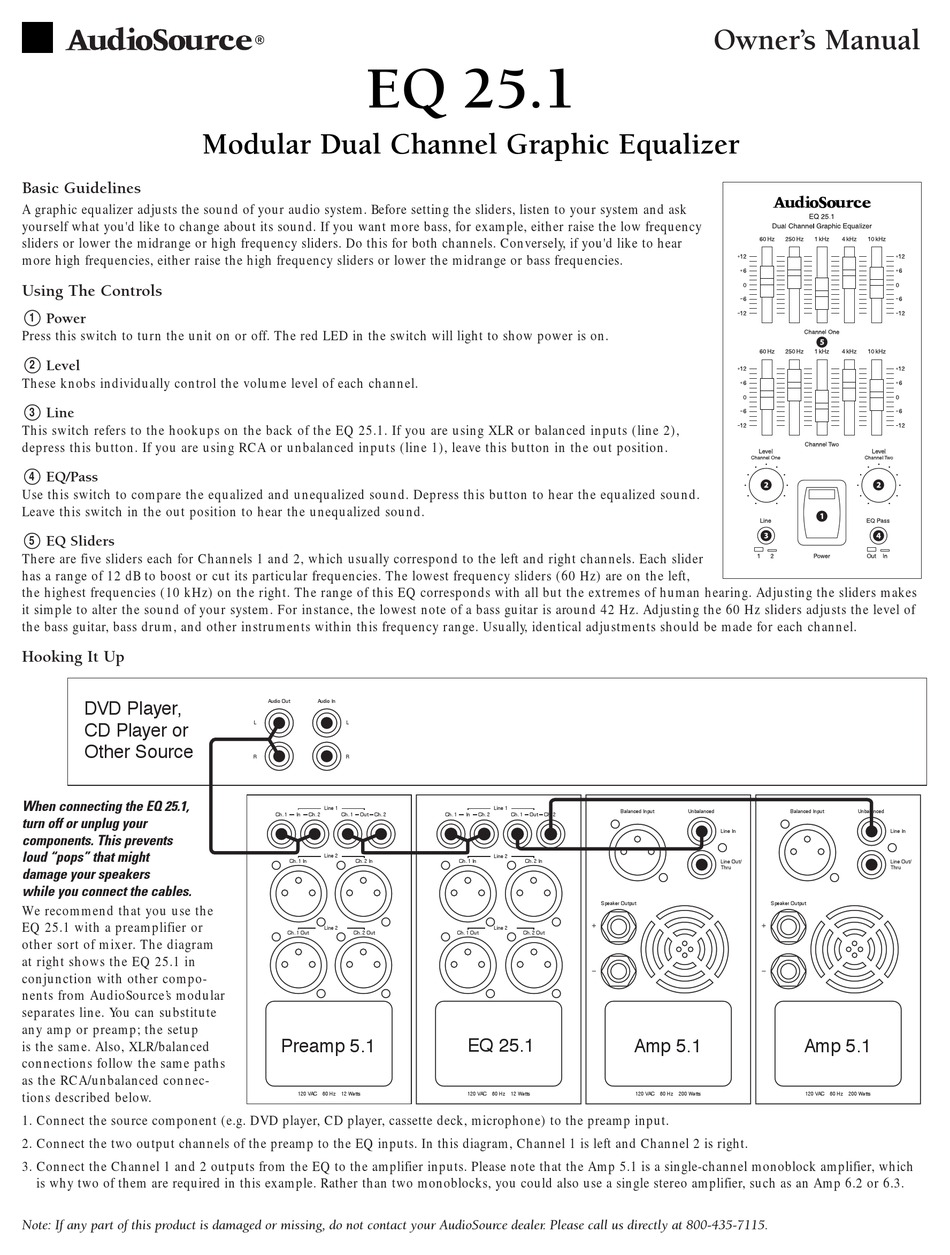 AUDIOSOURCE EQ 25.1 OWNER'S MANUAL Pdf Download ManualsLib