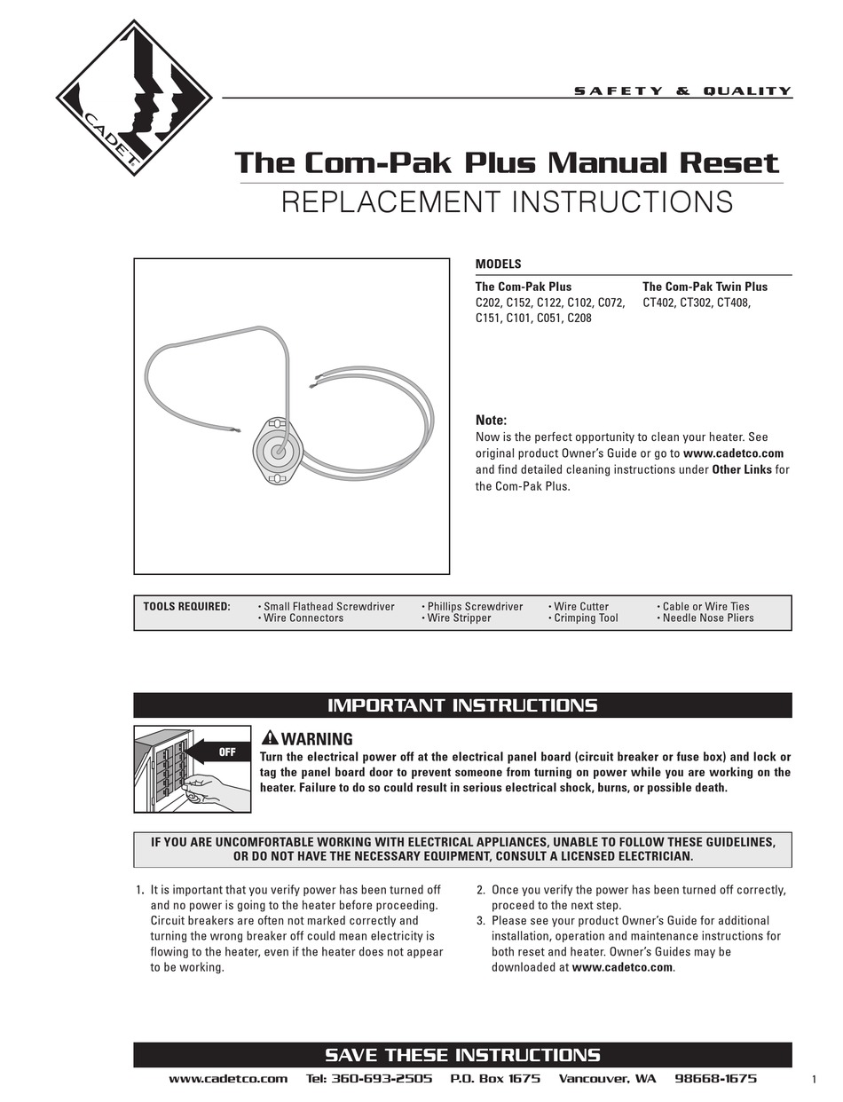 CADET THE COM-PAK PLUS C202 MANUAL RESET Pdf Download | ManualsLib