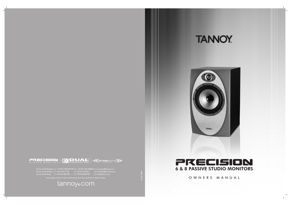TANNOY PRECISION 8 OWNER'S MANUAL Pdf Download ManualsLib