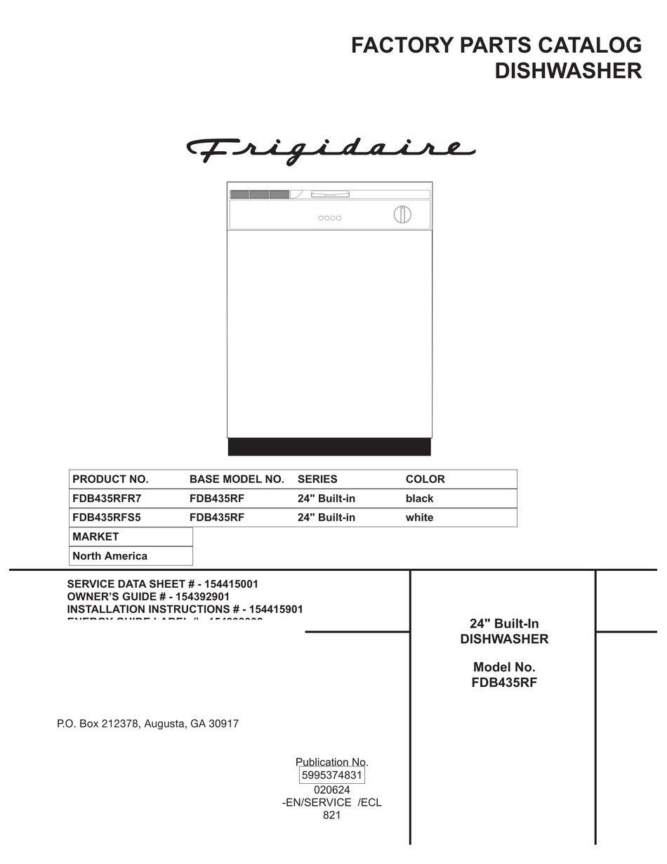 FRIGIDAIRE FDB435RF FACTORY PARTS CATALOG Pdf Download ManualsLib