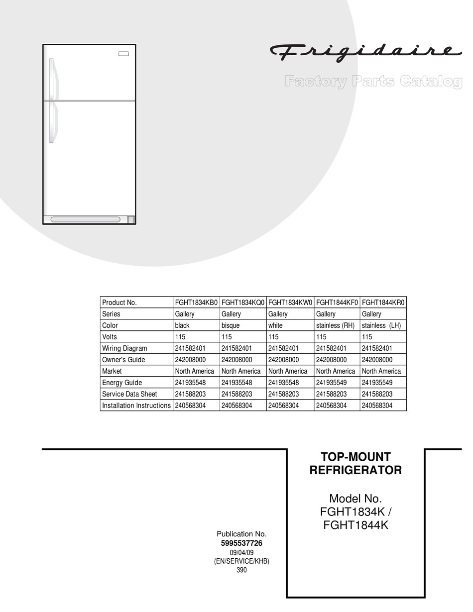 FRIGIDAIRE FGHT1834K FACTORY PARTS CATALOG Pdf Download ManualsLib