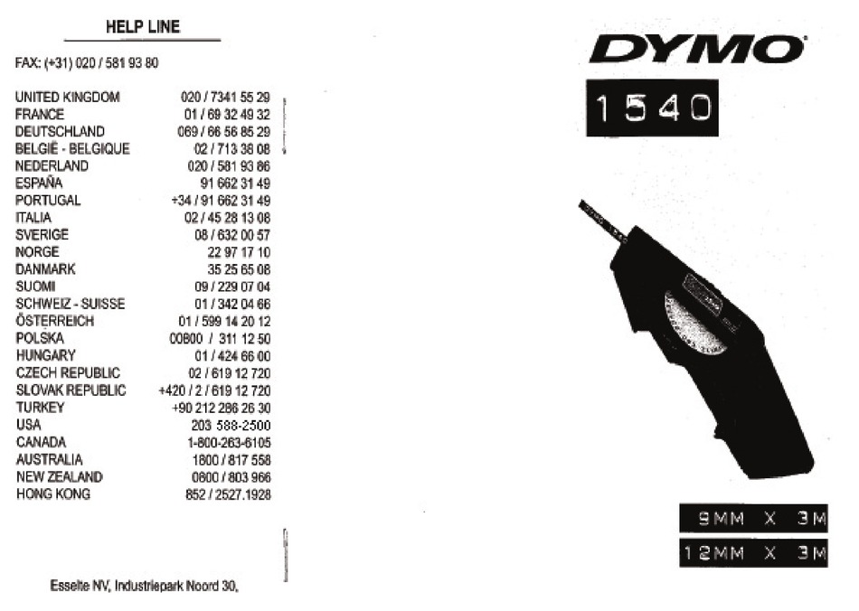 DYMO 1540 INSTRUCTION MANUAL Pdf Download | ManualsLib