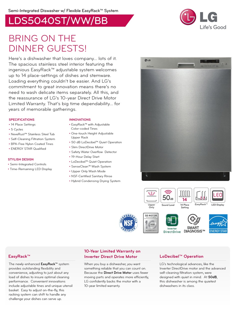 LG LDS5040WW SPECIFICATION Pdf Download ManualsLib