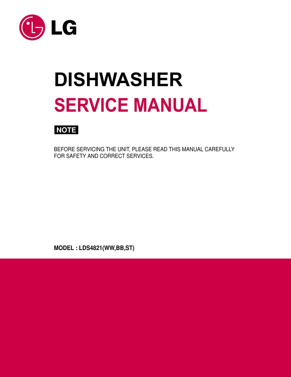 LG LDS4821BB - 24IN FULL CONSOLE DISHWASHER SERVICE MANUAL Pdf