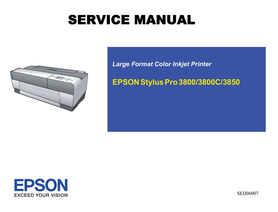 Epson 3800 Stylus Pro Color Inkjet Printer Service Manual Pdf Download Manualslib