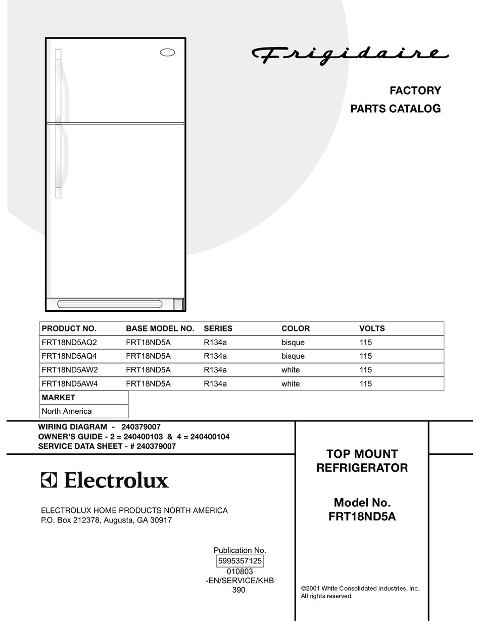 FRIGIDAIRE FRT18ND5A FACTORY PARTS CATALOG Pdf Download | ManualsLib