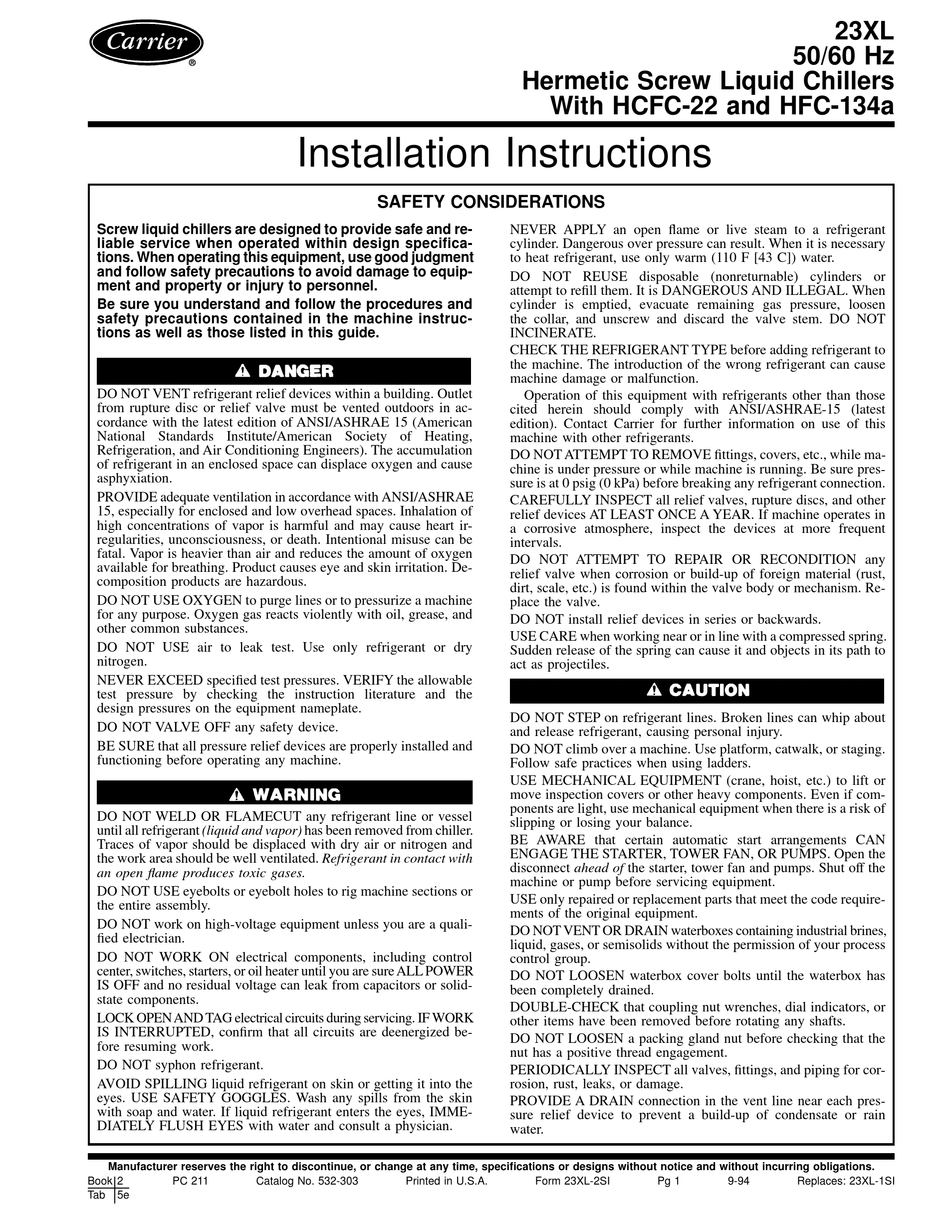 carrier 23xl service manual