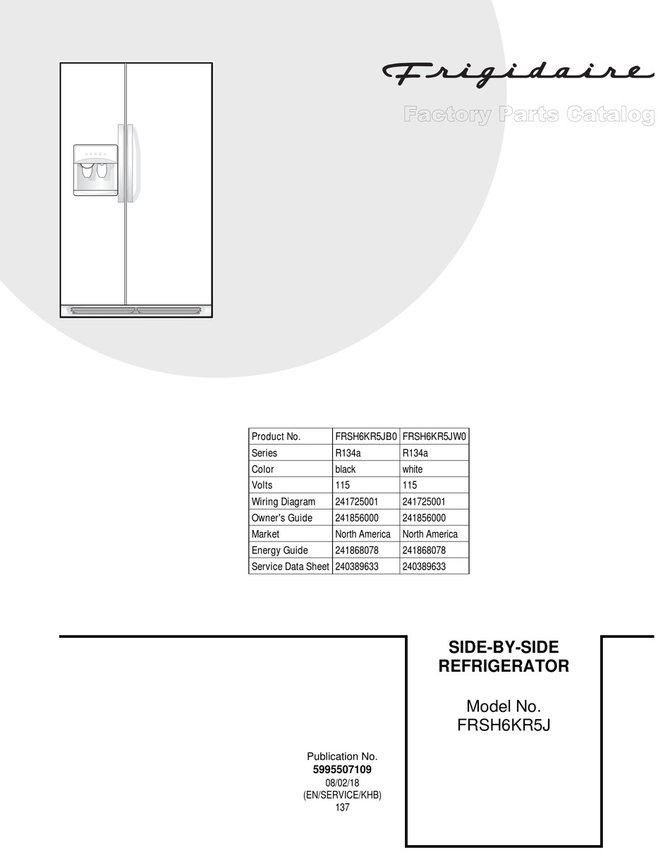 FRIGIDAIRE FRSH6KR5J PARTS CATALOG Pdf Download | ManualsLib