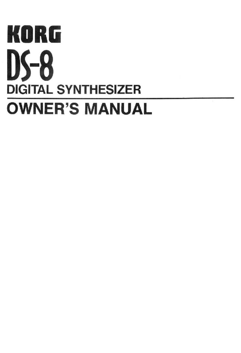 Korg Ds 8 Owner S Manual Pdf Download Manualslib