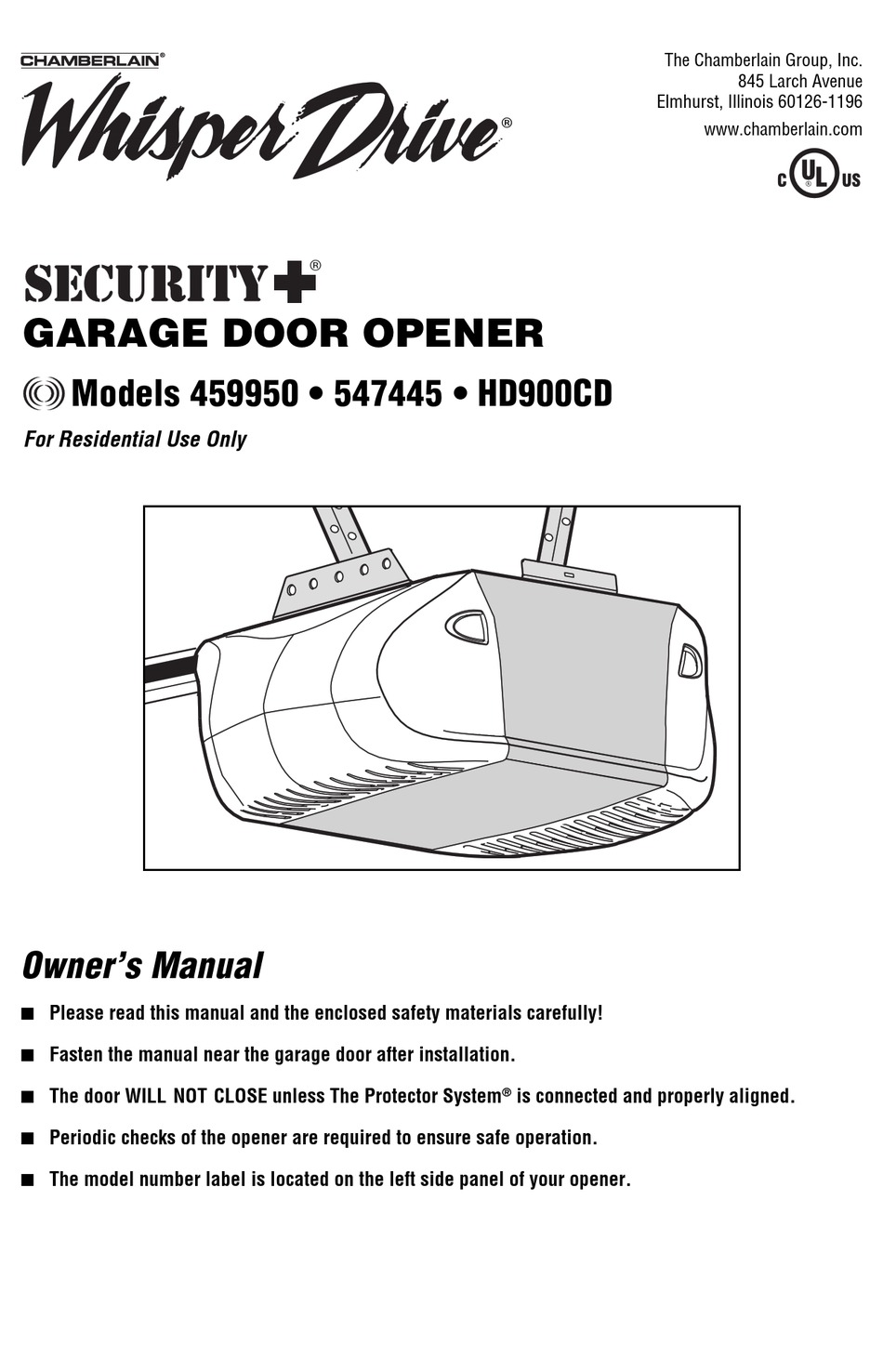Chamberlain Whisper Drive Security 459950 Owner S Manual Pdf Download Manualslib [ 1476 x 950 Pixel ]