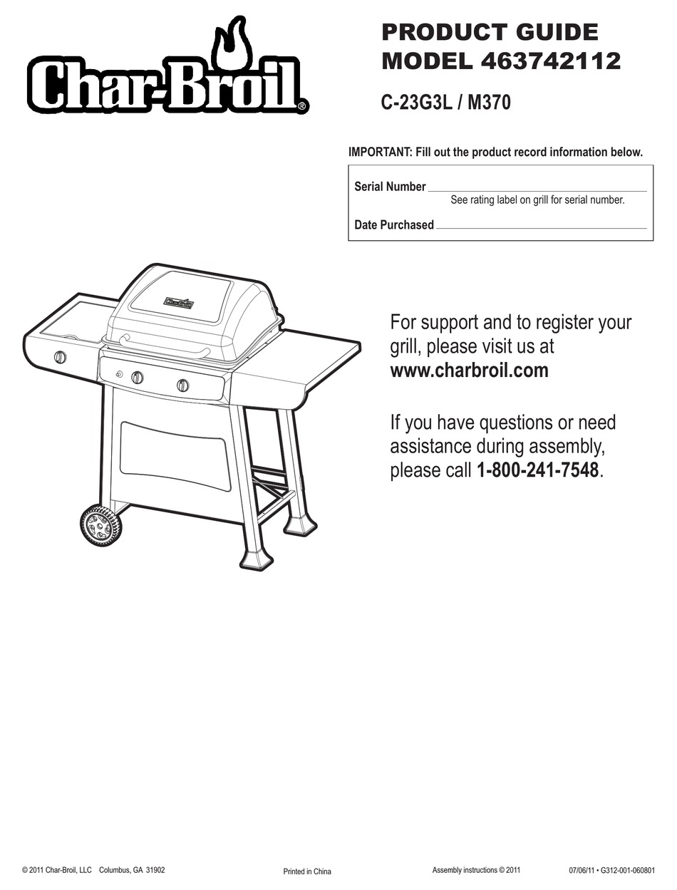 CHAR BROIL 463742112 PRODUCT MANUAL Pdf Download ManualsLib