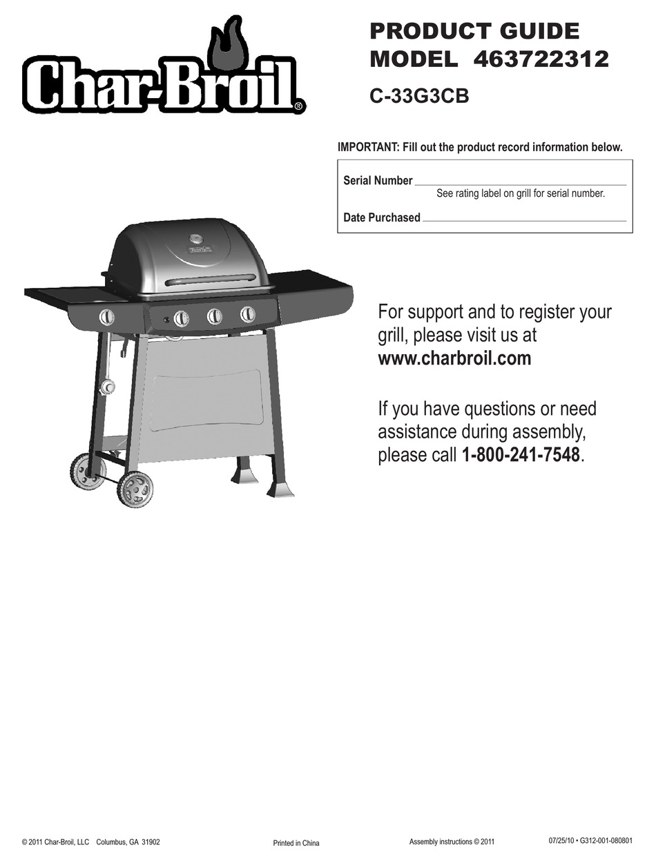 CHAR BROIL 463722312 PRODUCT MANUAL Pdf Download ManualsLib