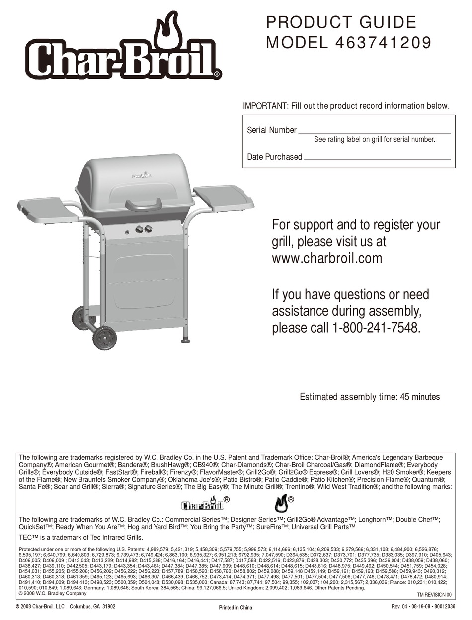 CHAR BROIL 463741209 PRODUCT MANUAL Pdf Download ManualsLib