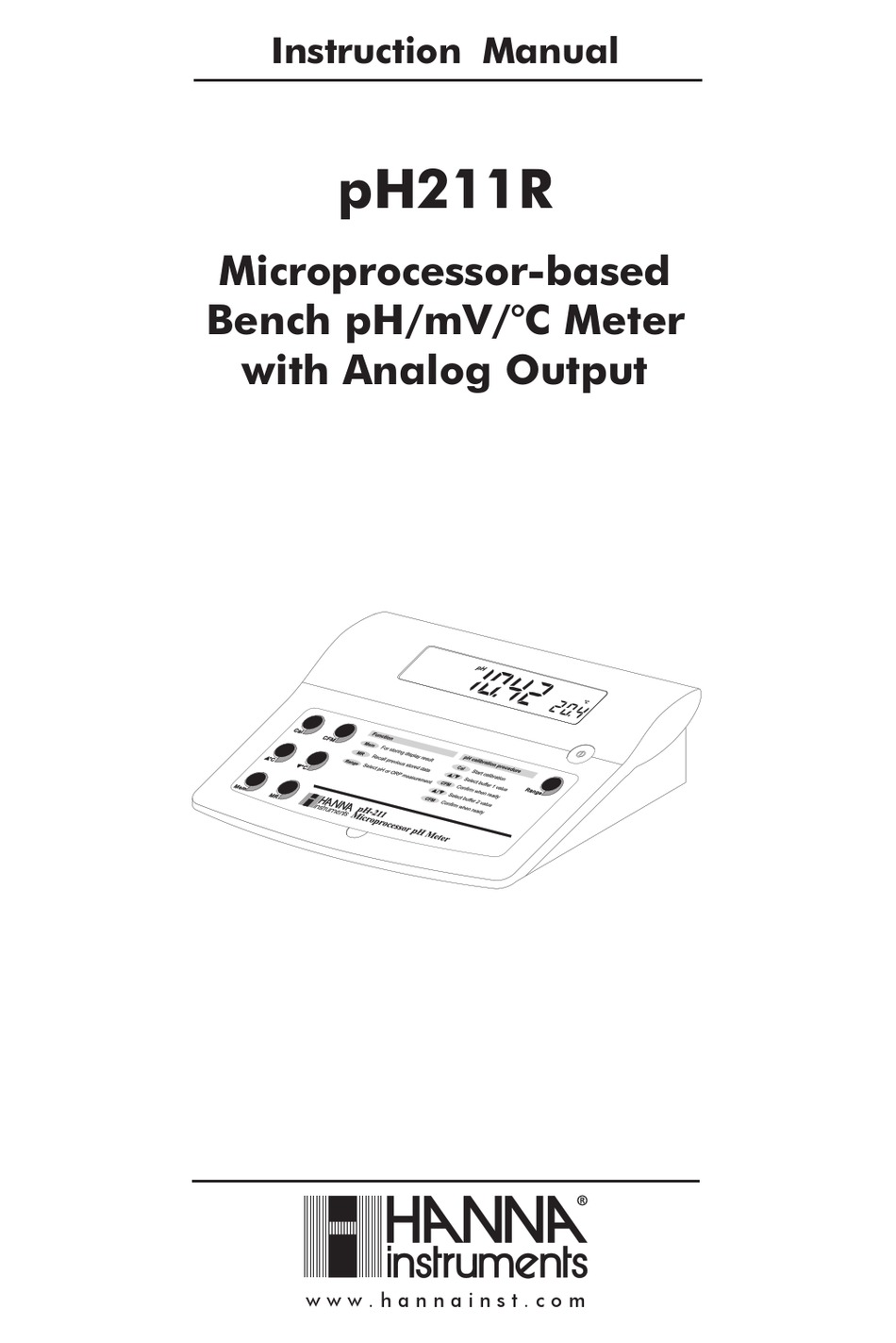 HANNA INSTRUMENTS PH 211R INSTRUCTION MANUAL Pdf Download ManualsLib