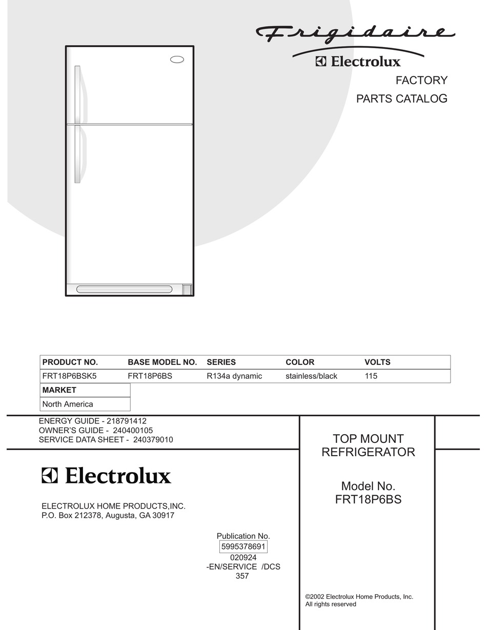 FRIGIDAIRE FRT18P6BS FACTORY PARTS CATALOG Pdf Download ManualsLib