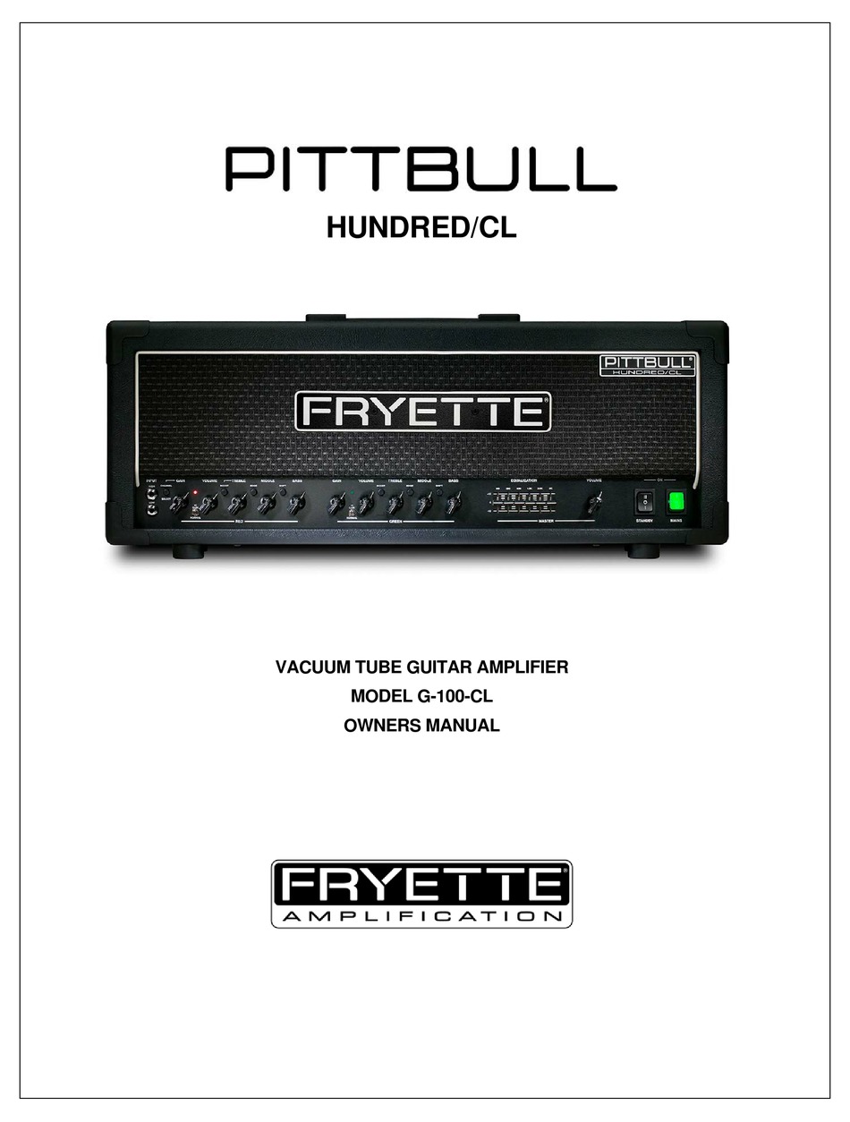 FRYETTE PITTBULL HUNDRED/CL G-100-CL OWNER'S MANUAL Pdf Download |  ManualsLib