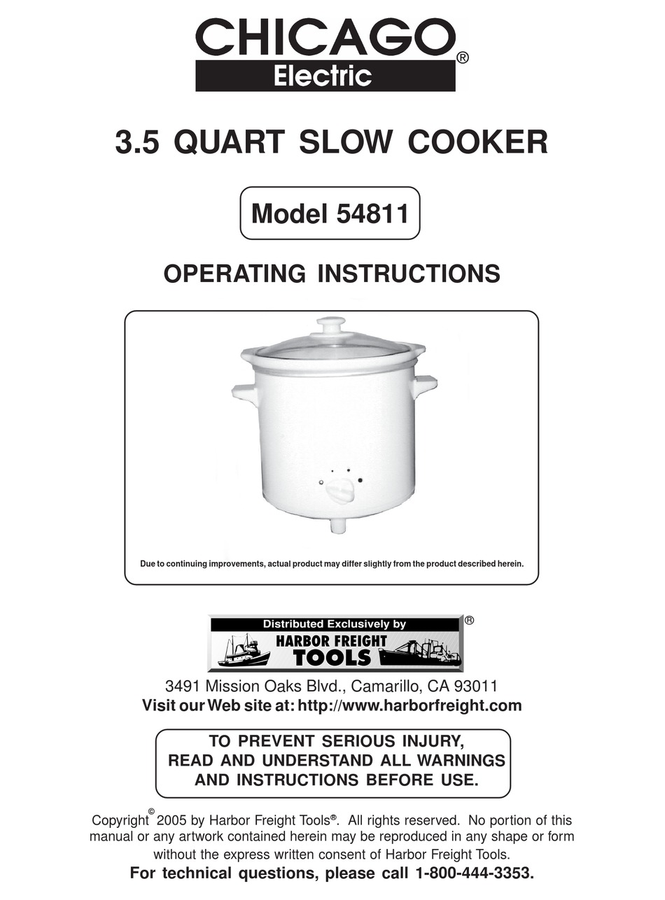 CHICAGO ELECTRIC 54811 OPERATING INSTRUCTIONS MANUAL Pdf Download