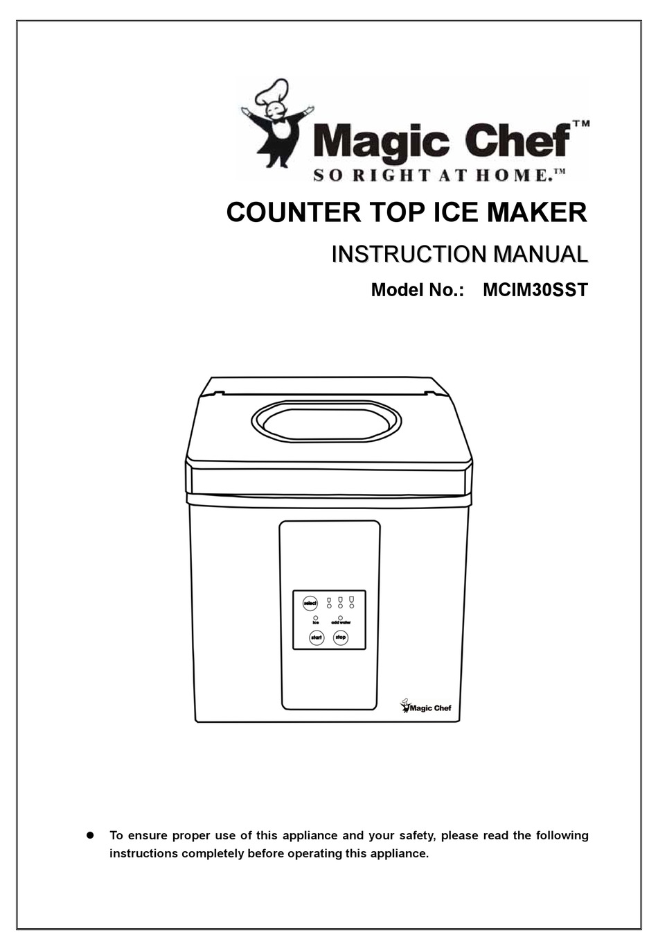 Magic Chef Mcim30sst Instruction Manual Pdf Download Manualslib