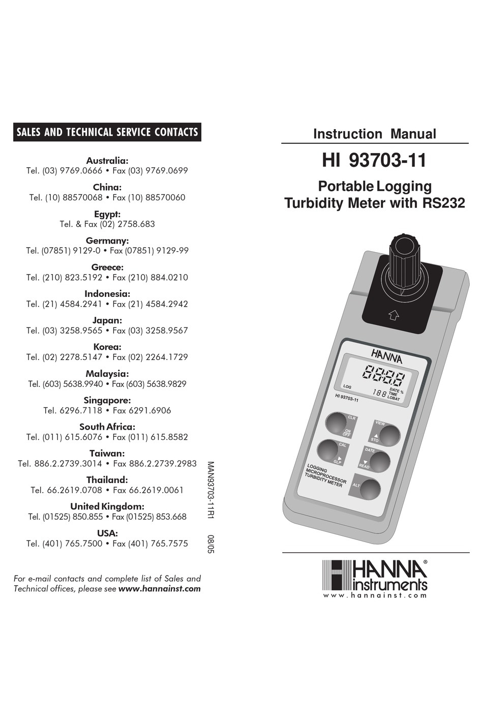 HANNA INSTRUMENTS HI 9370311 INSTRUCTION MANUAL Pdf Download ManualsLib