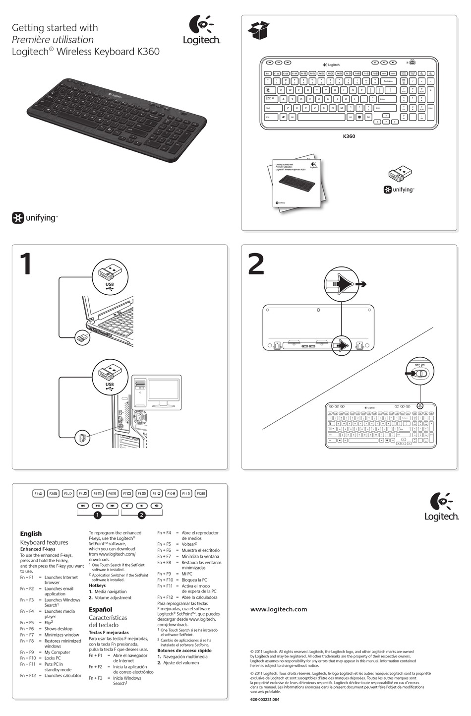 Logitech k360 getting started manual pdf download manualslib