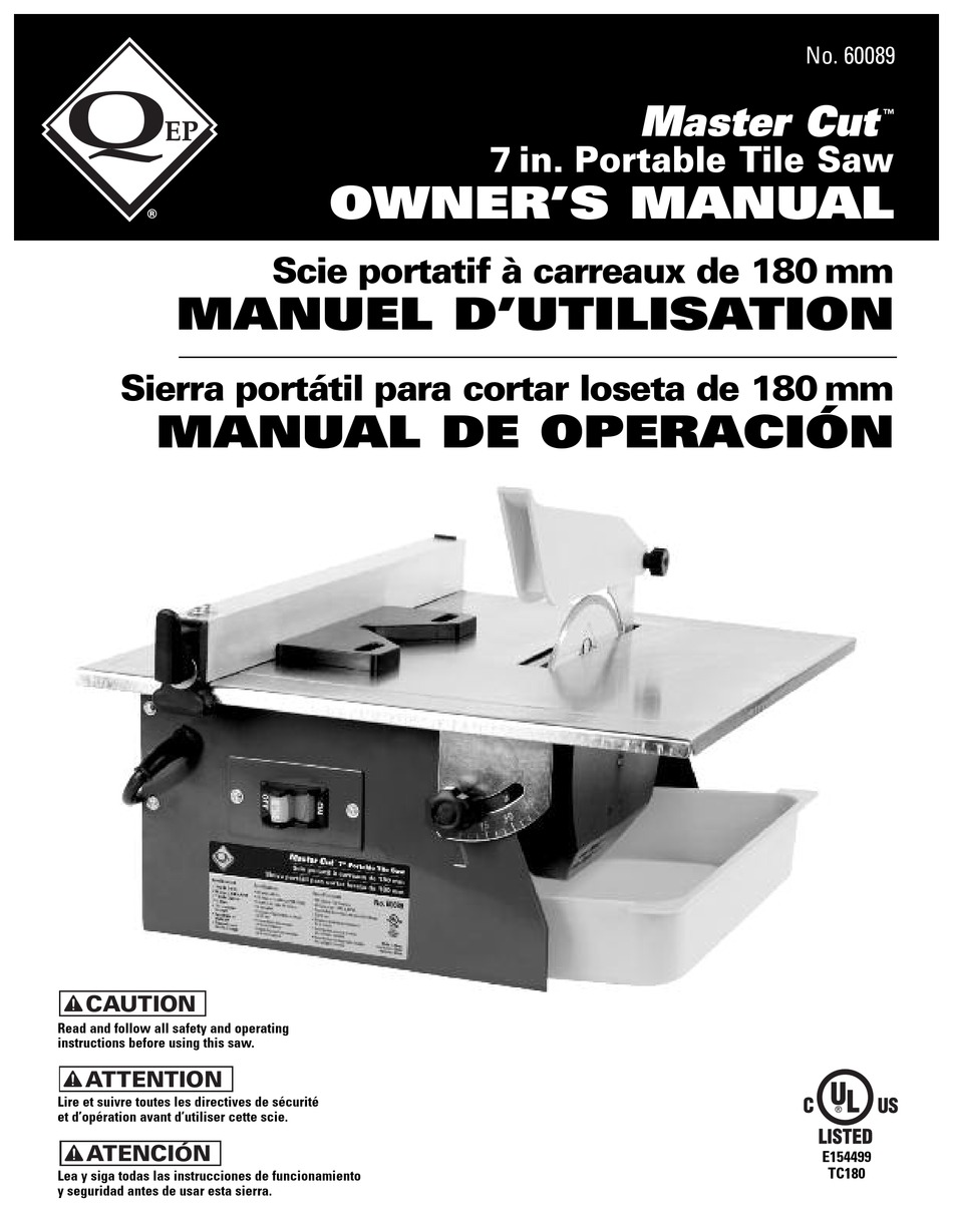 Qep Master Cut 7in Owner S Manual Pdf Download Manualslib