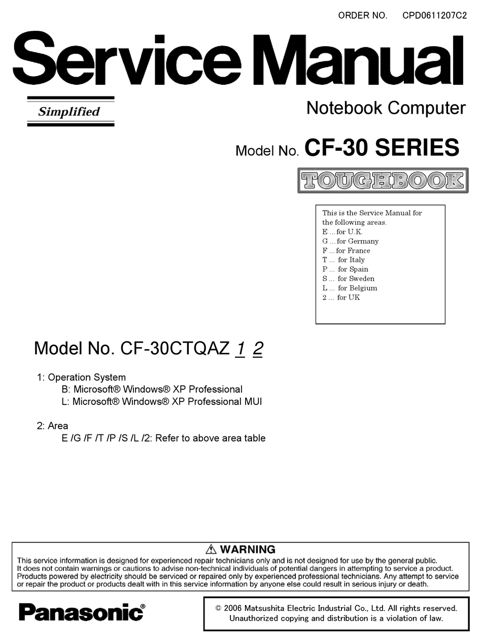 PANASONIC CF-30CTQAZ1 TOUGHBOOK SERVICE MANUAL Pdf Download | ManualsLib
