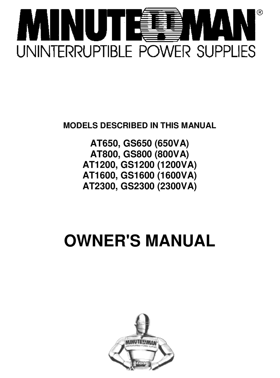 MINUTEMAN AT1200 OWNER'S MANUAL Pdf Download ManualsLib