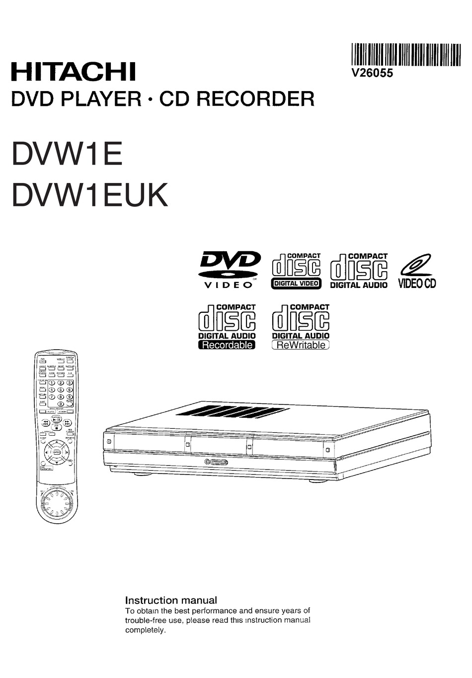 HITACHI DVW1EUK INSTRUCTION MANUAL Pdf Download ManualsLib