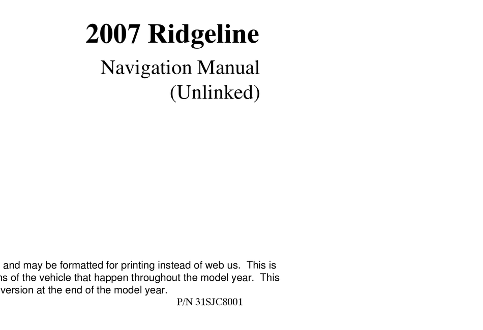 HONDA RIDGELINE NAVIGATION MANUAL Pdf Download ManualsLib