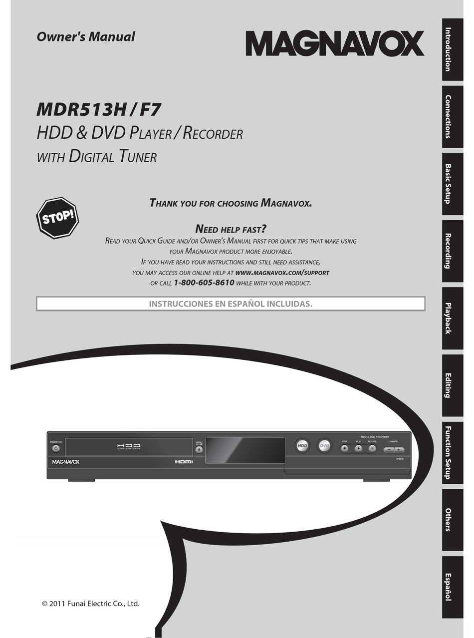 MAGNAVOX MDR513H/F7 OWNER'S MANUAL Pdf Download | ManualsLib
