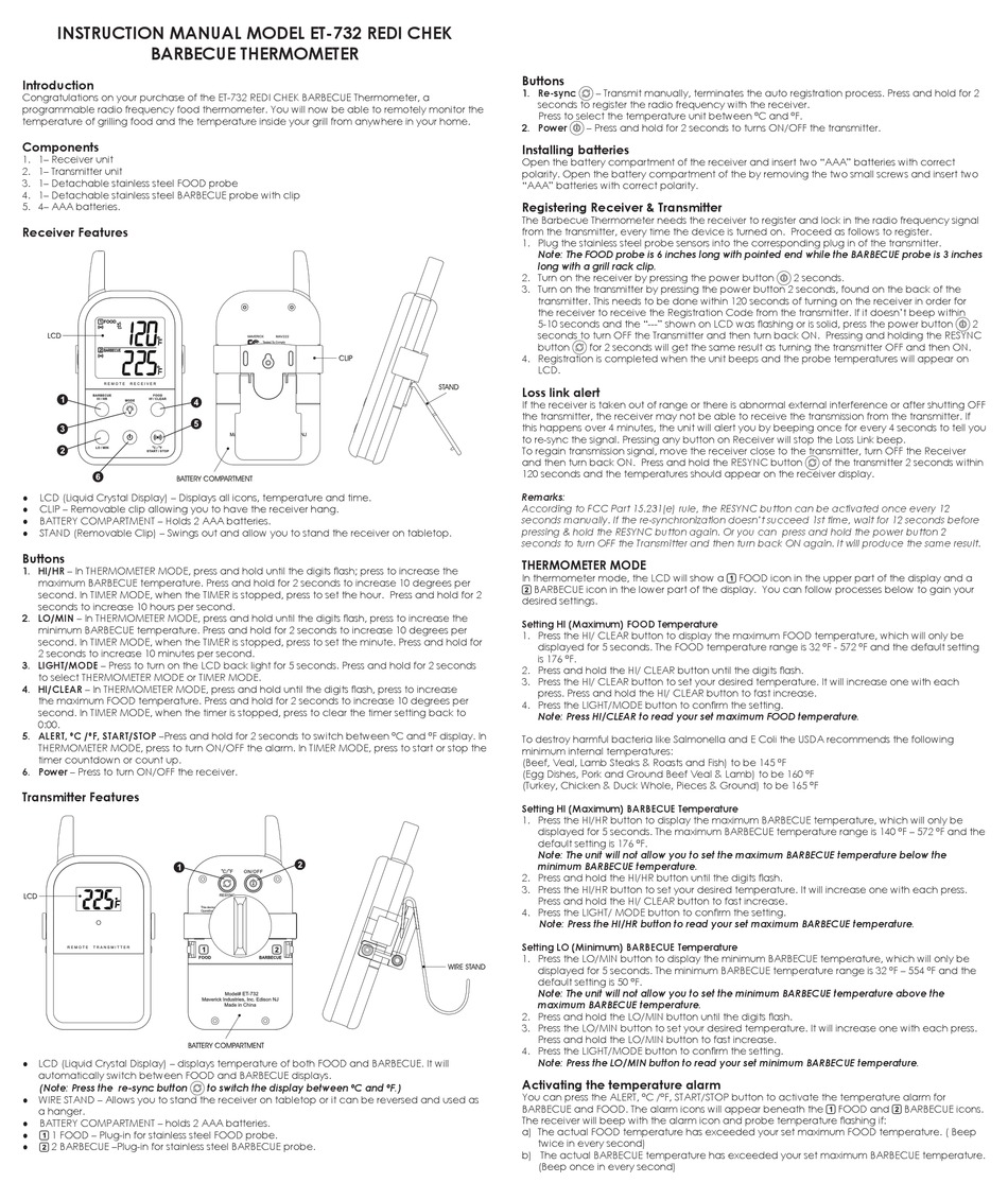 MAVERICK INDUSTRIES ET732 REDI CHEK INSTRUCTION MANUAL Pdf Download