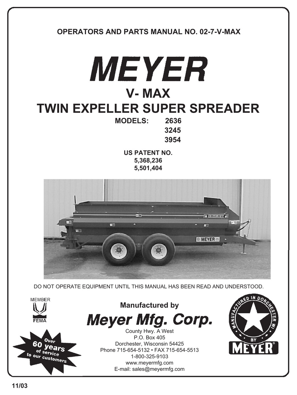 MEYER VMAX 2636 OPERATOR'S MANUAL Pdf Download ManualsLib