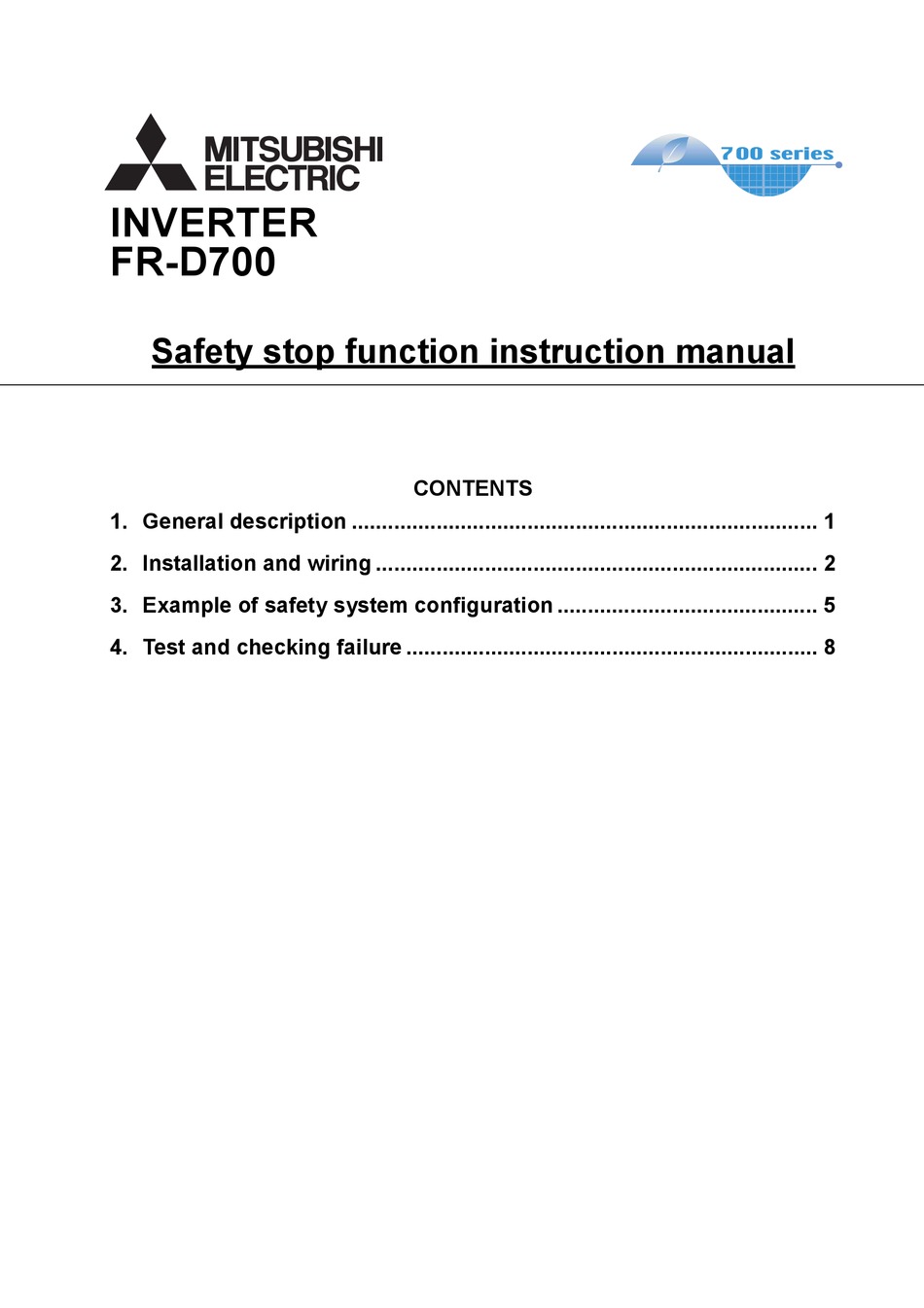 MITSUBISHI ELECTRIC FR-D700 INSTRUCTION MANUAL Pdf Download | ManualsLib