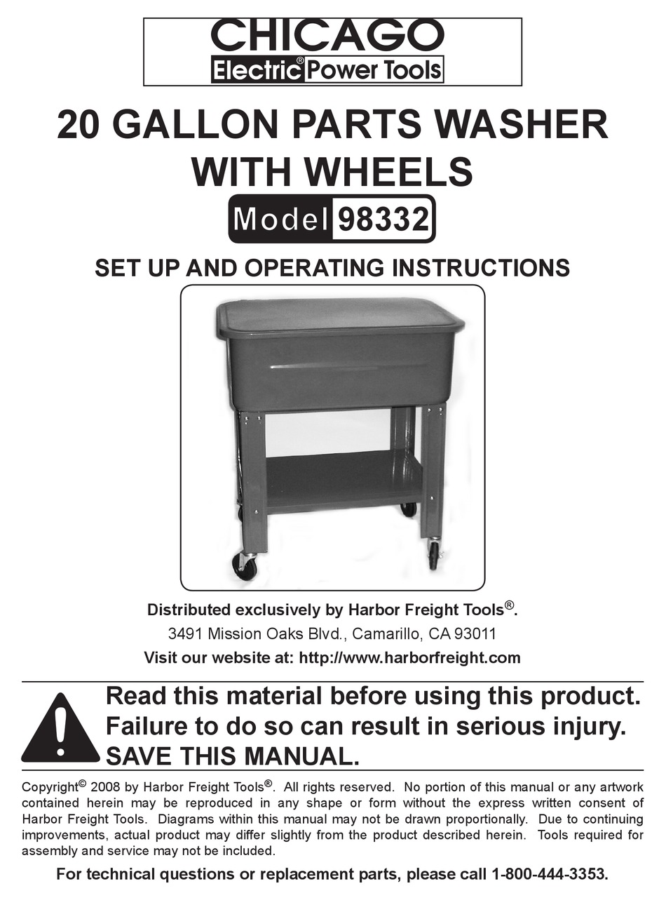 Chicago Electric Power Tools Parts Washer Reviewmotors.co