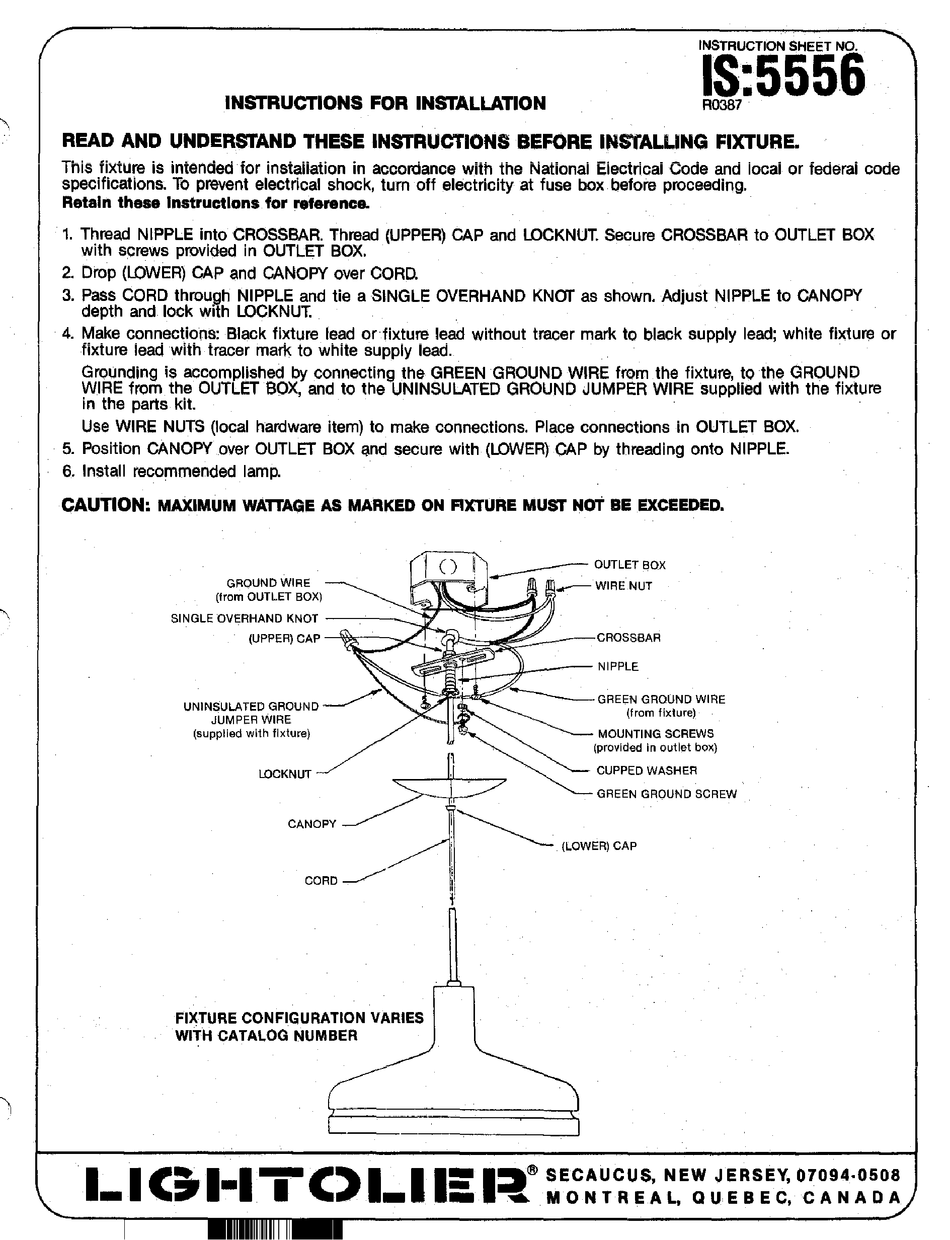 LIGHTOLIER FIXTURE INSTRUCTIONS FOR INSTALLATION Pdf Download ManualsLib
