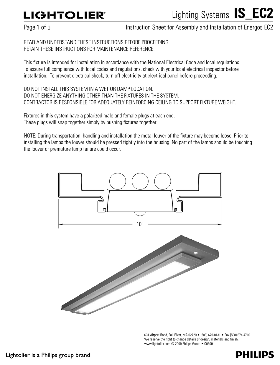 LIGHTOLIER ISEC2 ASSEMBLY AND INSTALLATION INSTRUCTIONS Pdf Download