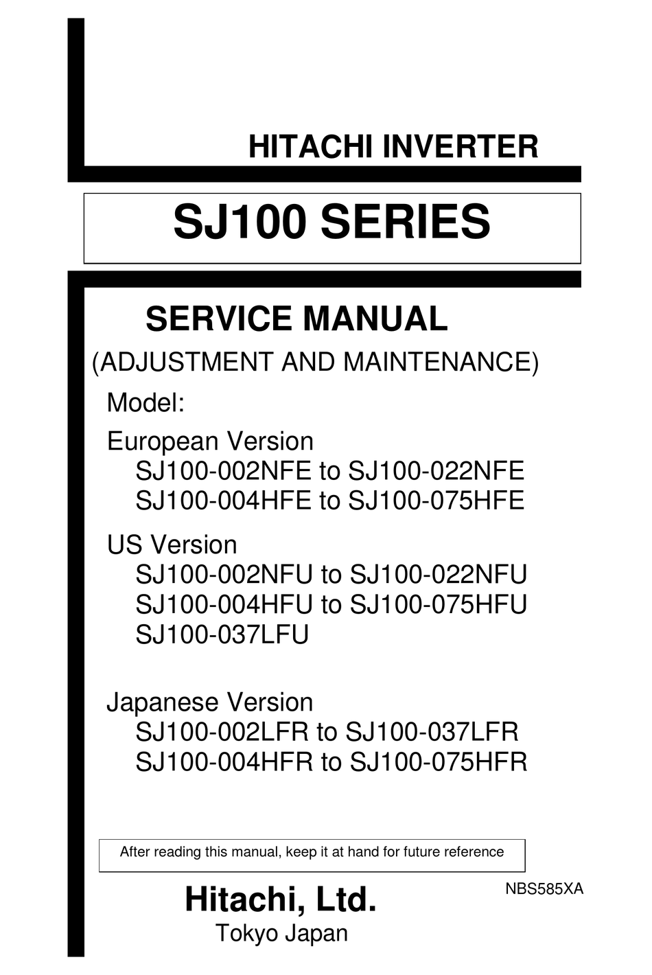 Details about   1PC used Hitachi SJ100-015LFR   #1 