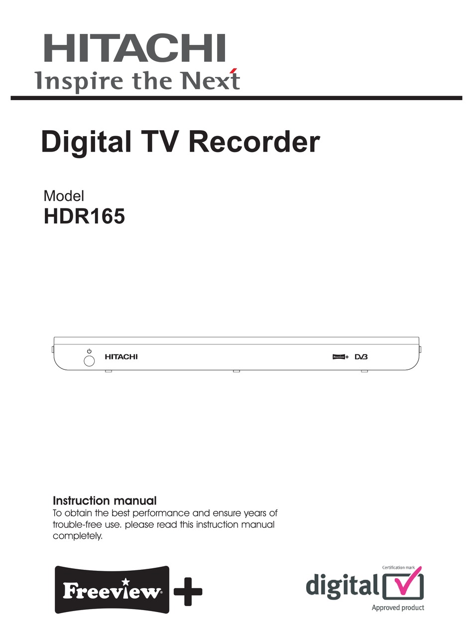 HITACHI HDR165 INSTRUCTION MANUAL Pdf Download ManualsLib