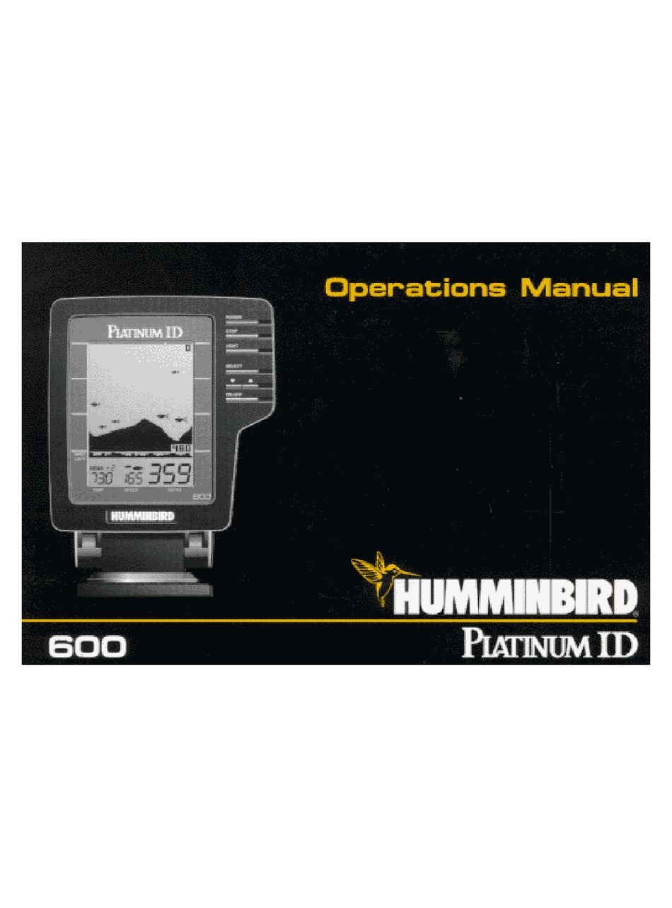 HUMMINBIRD PLATINUM ID 600 OPERATION MANUAL Pdf Download ManualsLib
