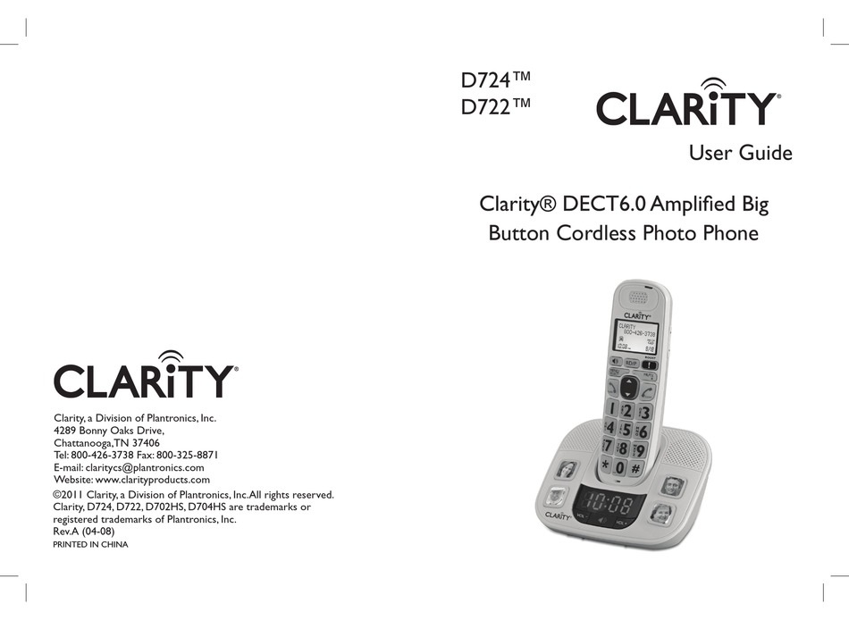 CLARITY D722 USER MANUAL Pdf Download | ManualsLib