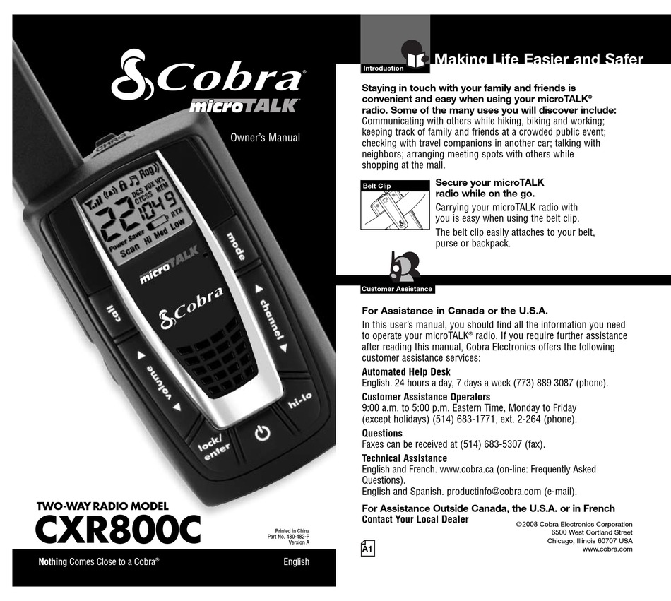 COBRA MICROTALK CXR800C OWNER'S MANUAL Pdf Download ManualsLib