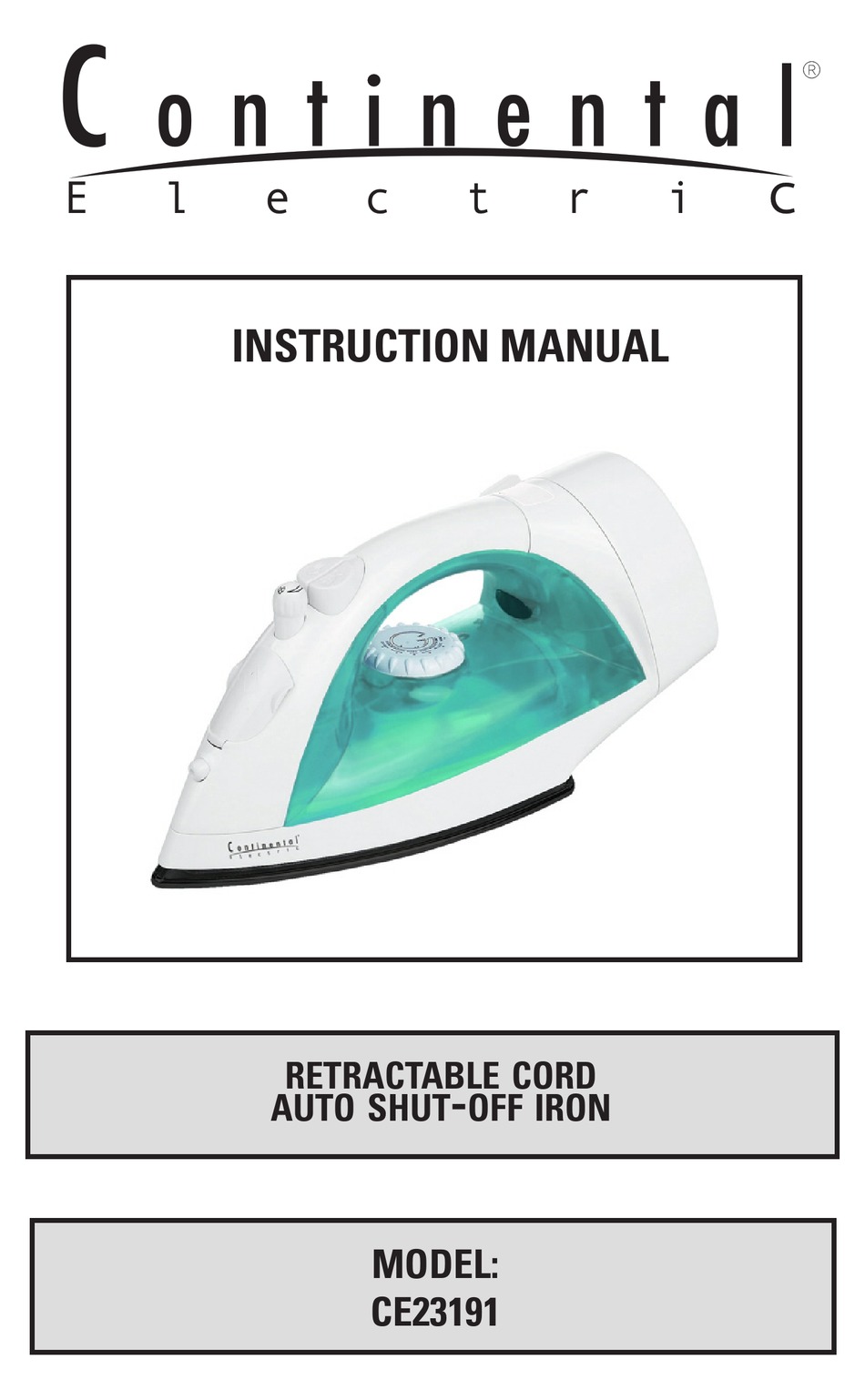 Continental Auto-Off Steam Iron - Retractable Cord