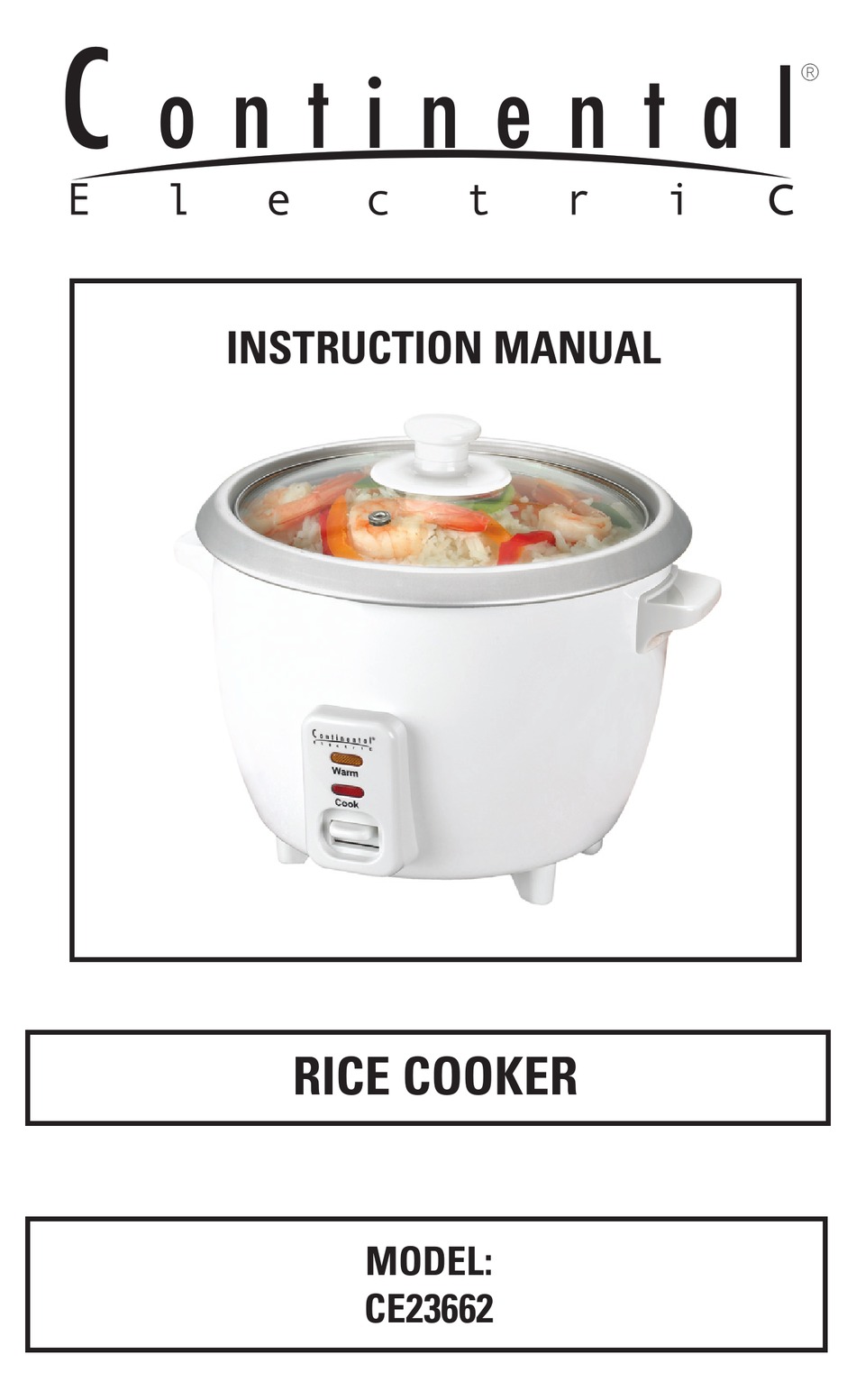 continental electric rice cooker manual