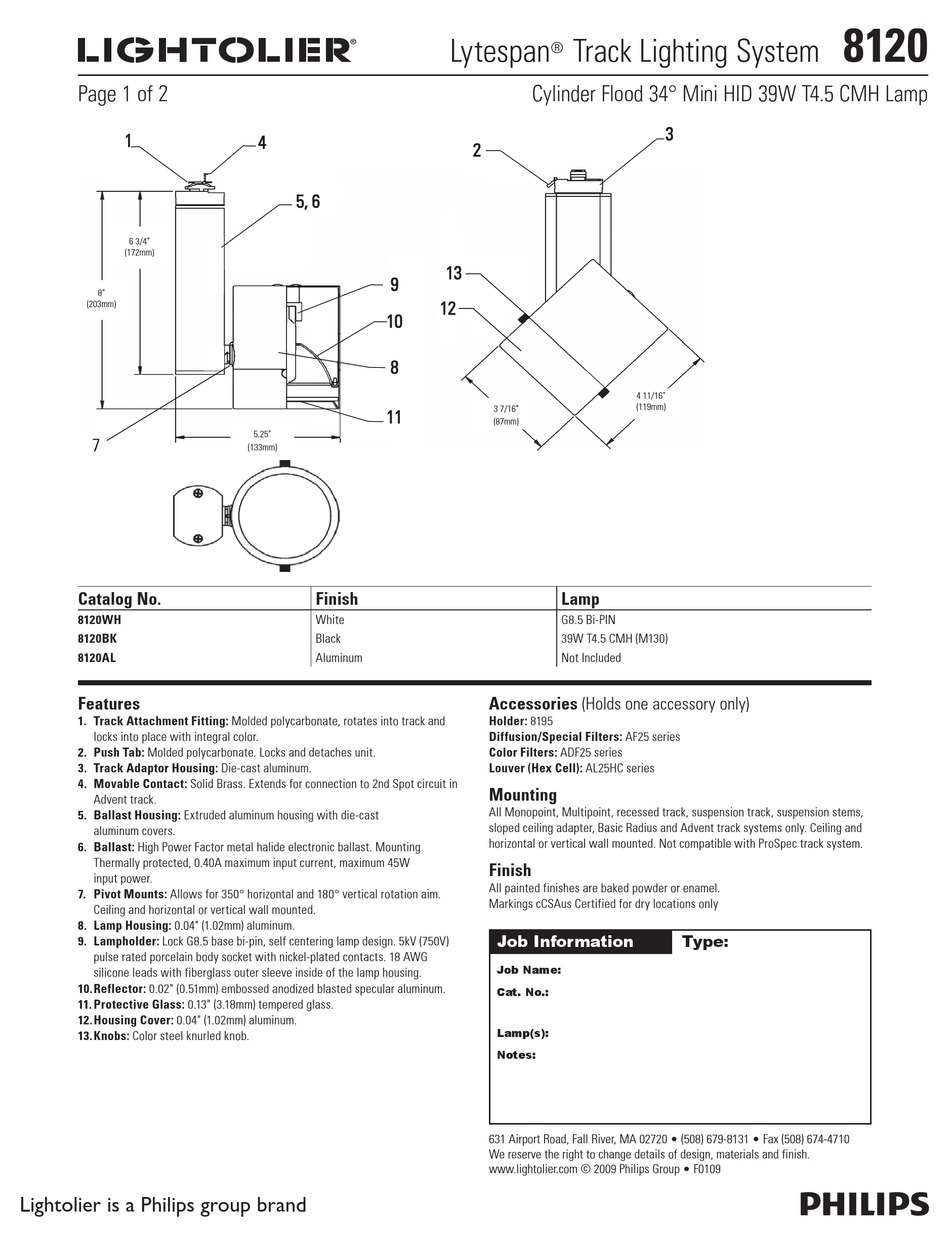 LIGHTOLIER LYTESPAN 8120 SPECIFICATION Pdf Download | ManualsLib